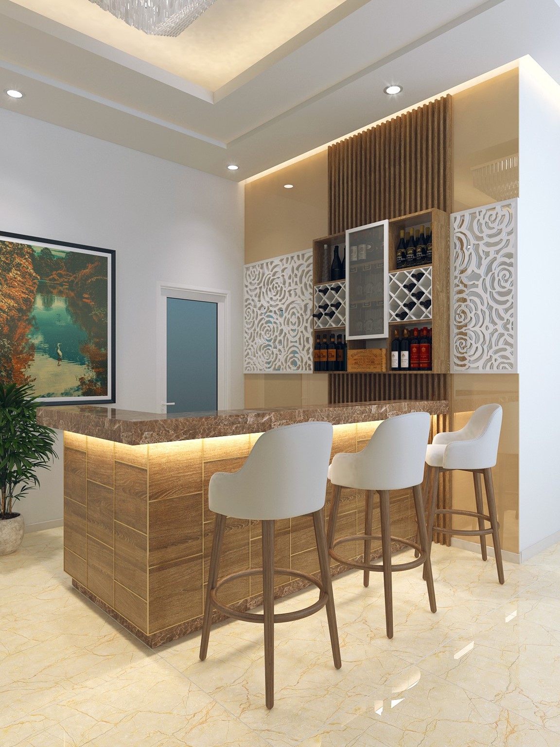 Hình thiết kế nội thất nhà phố hiện đại 6