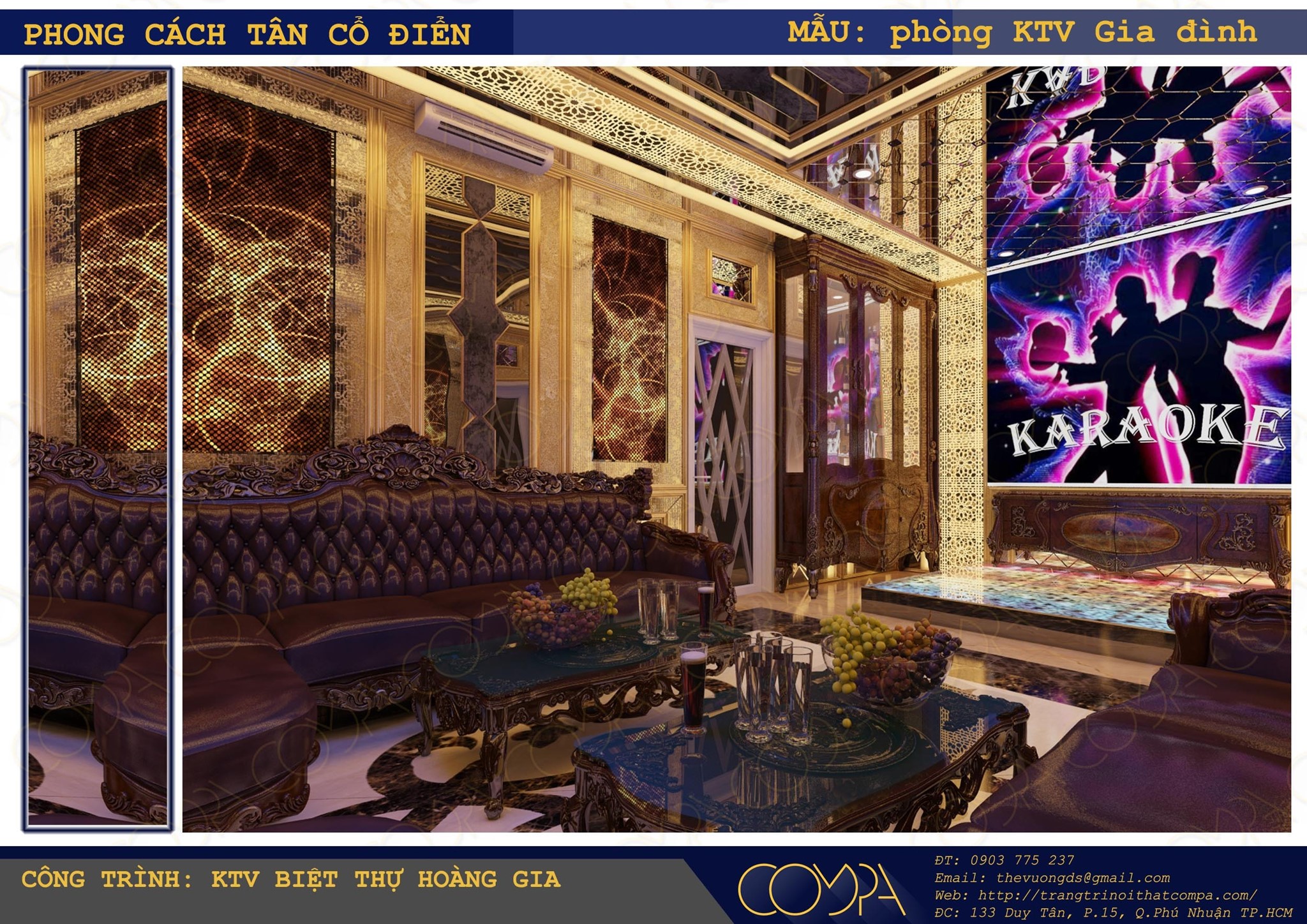 Thiết kế phòng karaoke gia đình phong cách cổ điển - Biệt thự Hoàng Gia 3