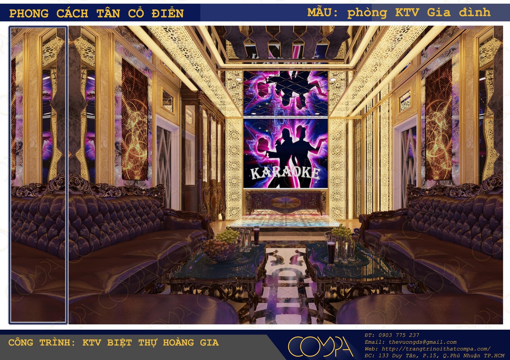 Thiết kế phòng karaoke gia đình phong cách cổ điển - Biệt thự Hoàng Gia 4