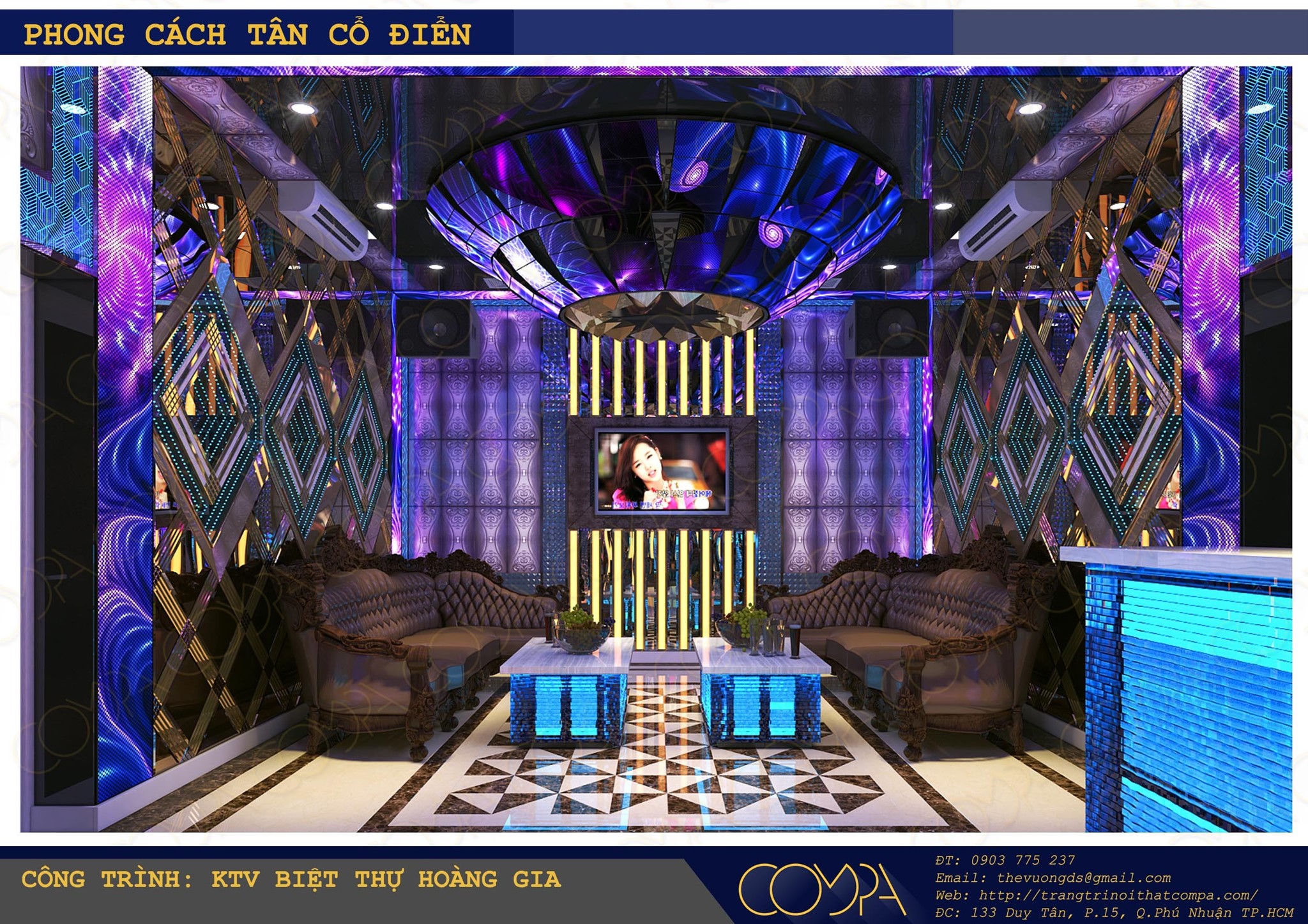 Thiết kế phòng karaoke gia đình phong cách cổ điển - Biệt thự Hoàng Gia 5