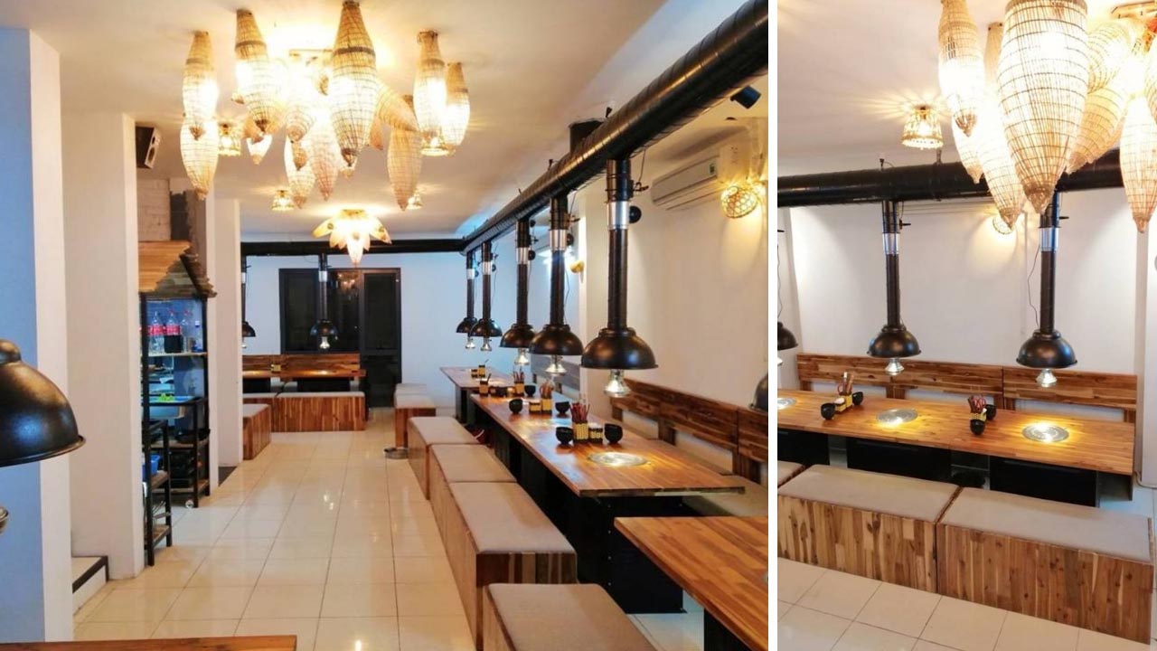Thiết kế nội thất nhà hàng bố trí rộng rãi