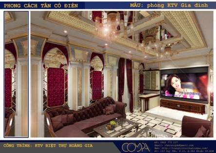 Thiết kế phòng karaoke gia đình phong cách cổ điển - Biệt thự Hoàng gia